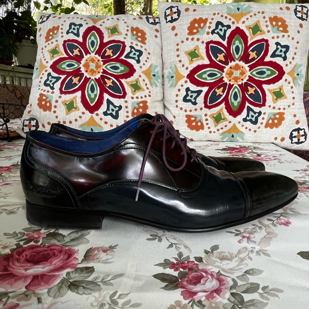 Men’s Ted Baker leather Derby’s shoes burgundy men shoes navy blue shoes - Picture 9 of 10